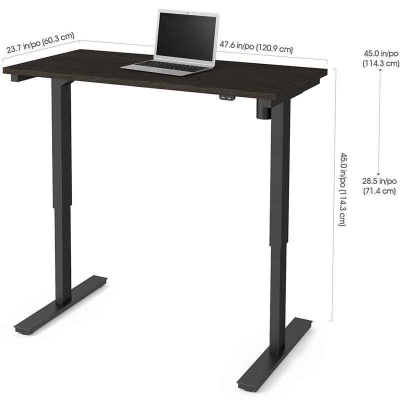 Bestar Electric Adjustable Height Standing Desk in Deep Gray