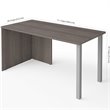 Bestar i3 Plus Metal Leg Writing Desk in Bark Gray