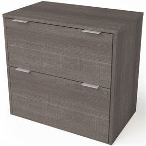 bestar i3 plus 2 drawer lateral file cabinet in bark gray