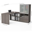 Bestar i3 Plus L Shape Computer Desk with Hutch in Bark Gray