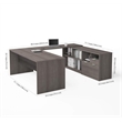 Bestar i3 Plus U Shape Computer Desk in Bark Gray