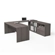 Bestar i3 Plus U Shape Computer Desk in Bark Gray and White
