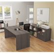 Bestar i3 Plus U Shape Computer Desk in Bark Gray and White