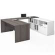 Bestar i3 Plus U Shape Computer Desk in Bark Gray and White