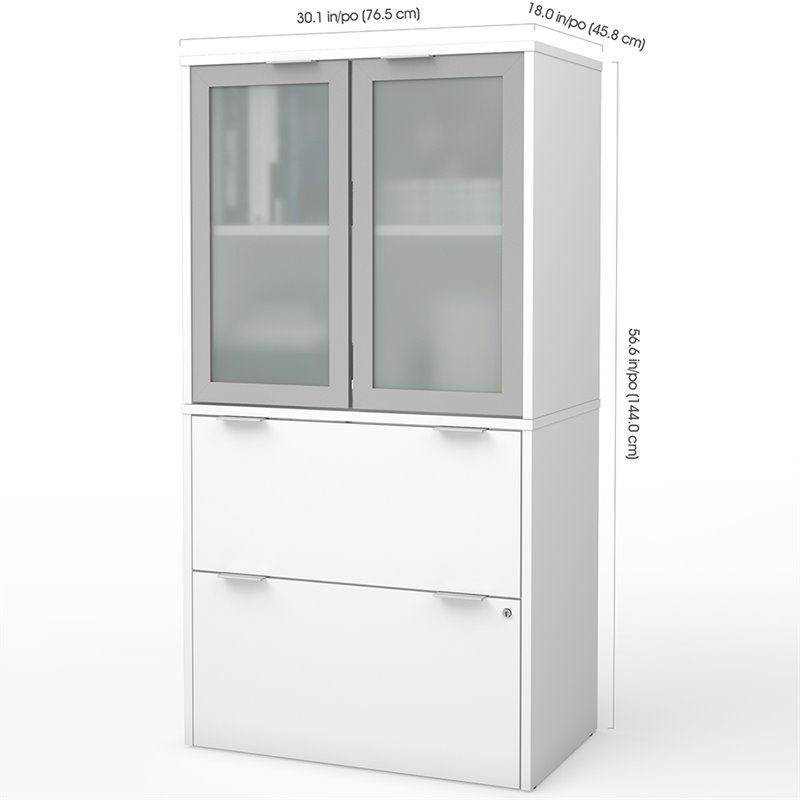 Bestar i3 Plus 2 Drawer Door File Cabinet in White
