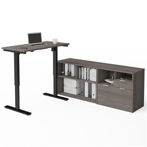bestar i3 plus 2 piece standing office set in bark gray