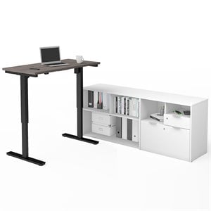 bestar i3 plus 2 piece standing office set in bark gray and white