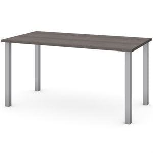 Bestar Writing Desk with Square Metal Legs in Bark Gray