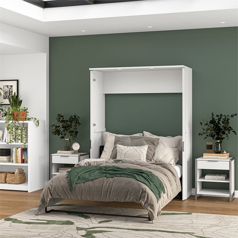 Bestar Lumina 61W Full Murphy Bed in White - Engineered Wood