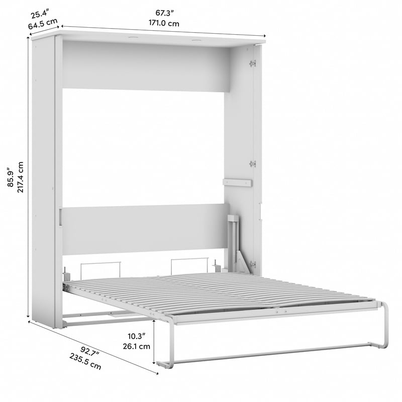 Bestar Lumina 68W Queen Murphy Bed in White - Engineered Wood
