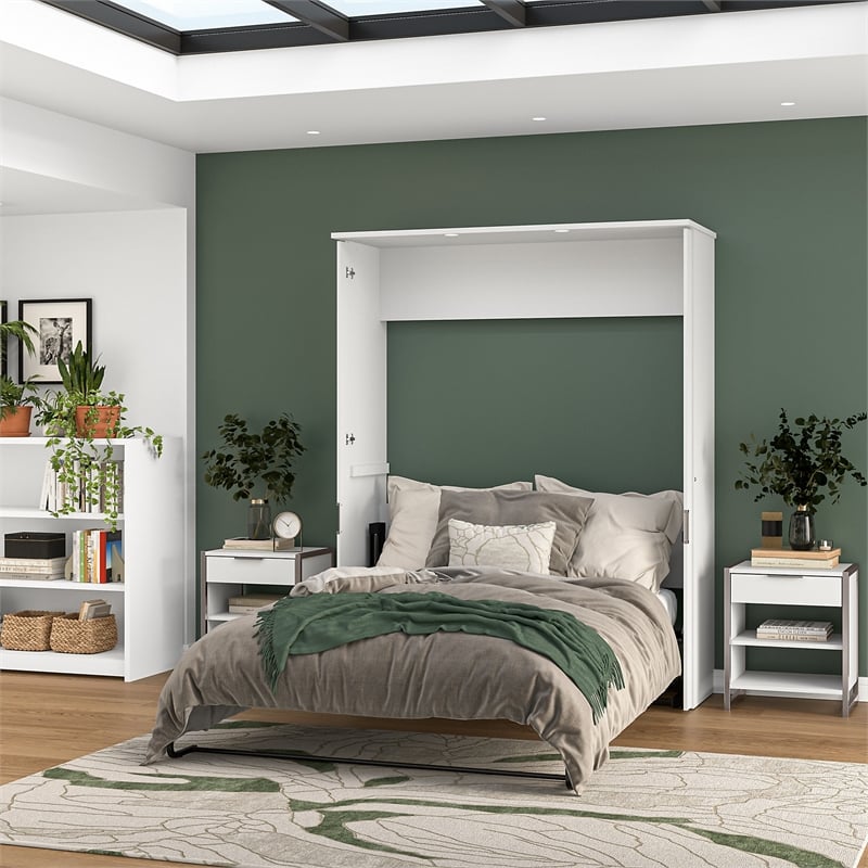 Bestar Lumina 68W Queen Murphy Bed in White - Engineered Wood