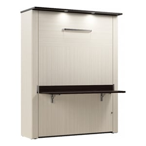 Bestar Lumina 68W Queen Desk Wall Bed in White Chocolate