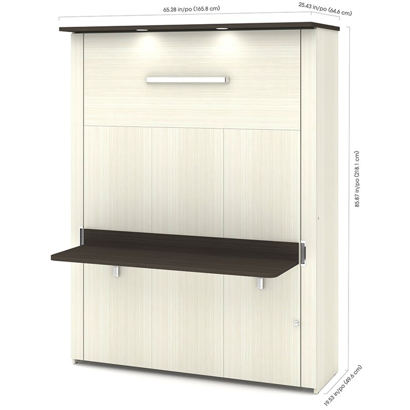 Bestar Lumina 2 Piece Queen Storage Wall Bed  Set in White Chocolate