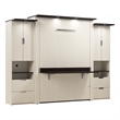 Bestar Lumina 3 Piece  Queen Storage Wall Bed Set in White Chocolate