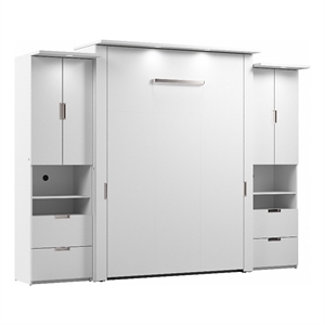 Bestar Lumina 3 Piece Queen Storage Wall Bed Set in White