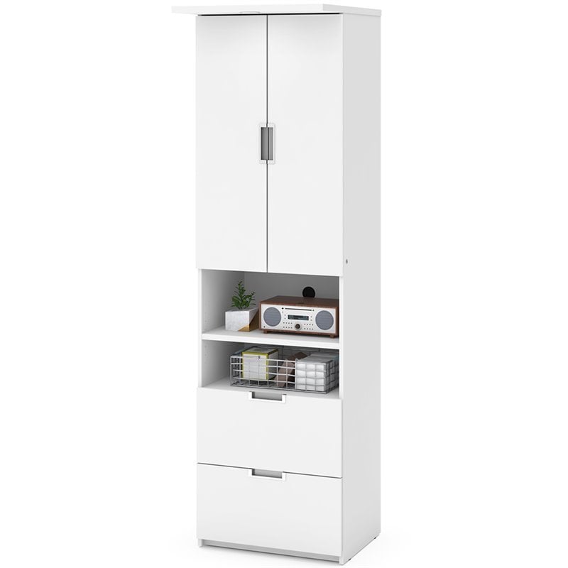 Bestar Lumina 3 Piece Queen Storage Wall Bed Set in White
