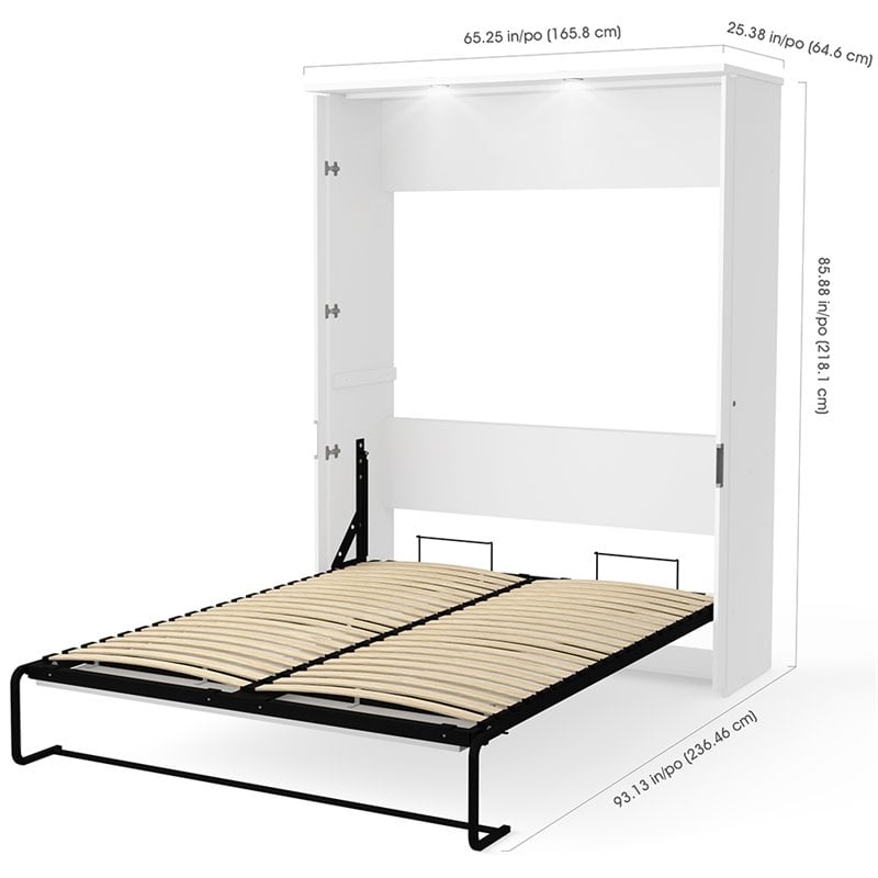 Bestar Lumina 3 Piece Queen Storage Wall Bed Set in White