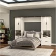 Bestar Lumina 3 Piece Full 2 Storage Wall Bed Set in White Chocolate