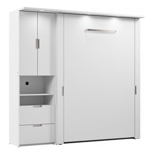 Bestar Lumina 2 Piece Full Storage Wall Bed Set in White