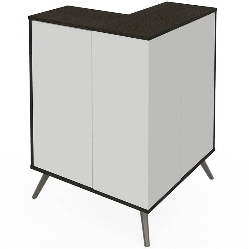 Bestar Krom Outer Corner Storage in Deep Gray and White 17163