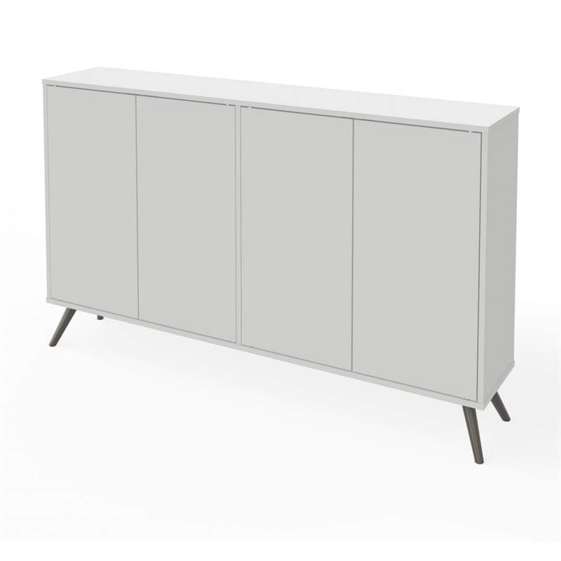 Bestar Krom Modern Wood Storage Console Table in White Finish