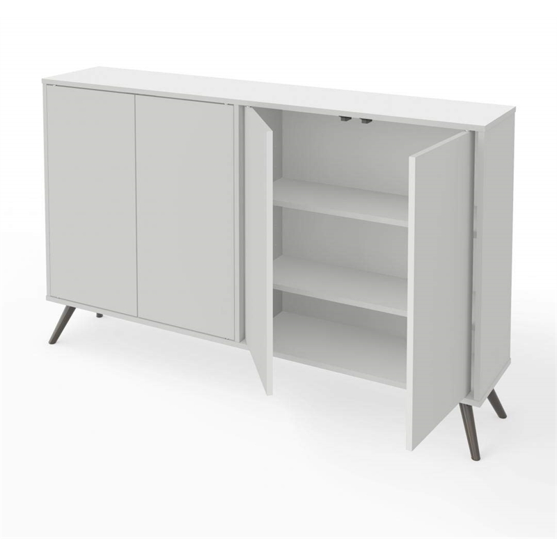 Bestar Krom Modern Wood Storage Console Table in White Finish