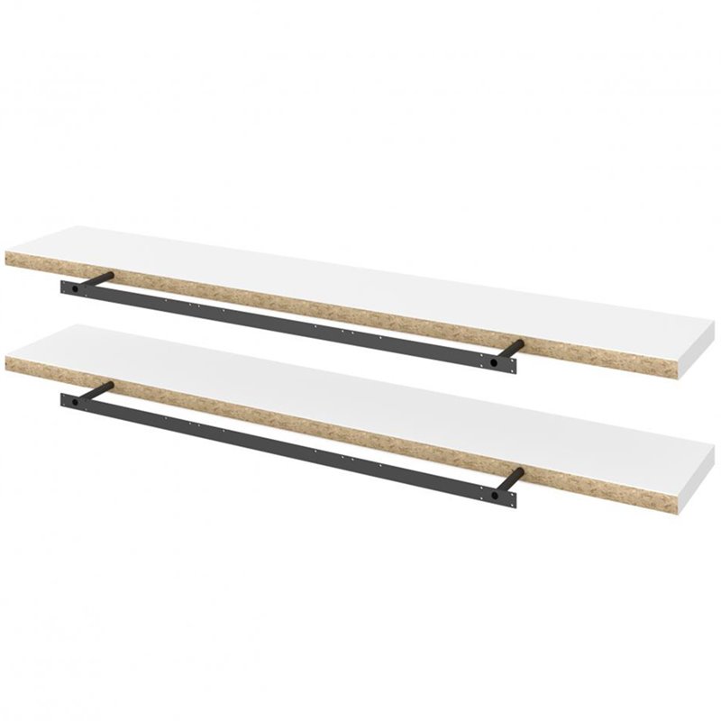 Bestar 72" Lightweight Floating Wall Shelf in White (Set of 2) Cymax