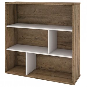 bestar fom asymmetrical bookcase in rustic brown and sandstone