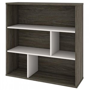 bestar fom asymmetrical bookcase in walnut gray and sandstone