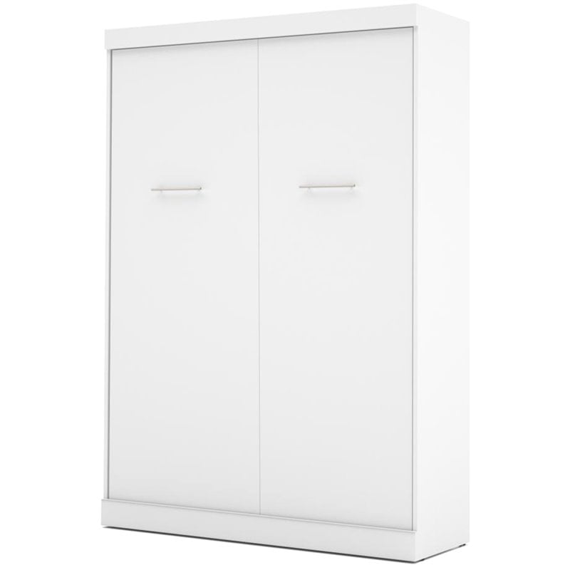 Bestar Nebula 2-Piece Modern Wood Full Wall Bed Set in White and Gray