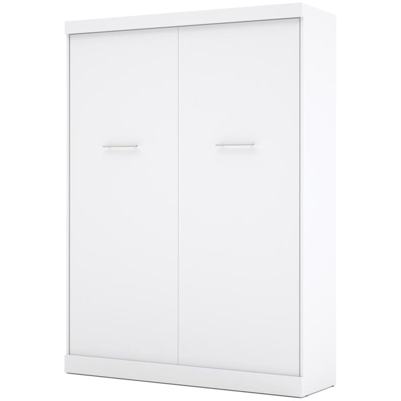 Bestar Nebula 2-Piece Modern Wood Queen Wall Bed Set in White and Gray