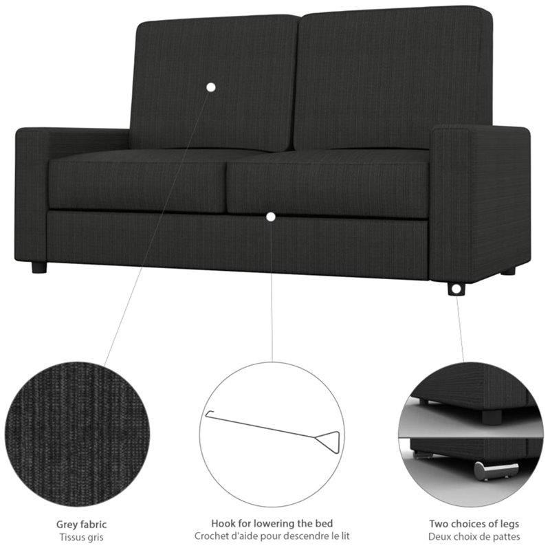 Bestar Nebula 2-Piece Modern Wood Queen Wall Bed Set in White and Gray