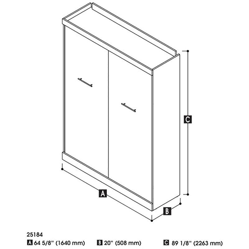 Bestar Nebula 2-Piece Modern Wood Queen Wall Bed Set in White and Gray