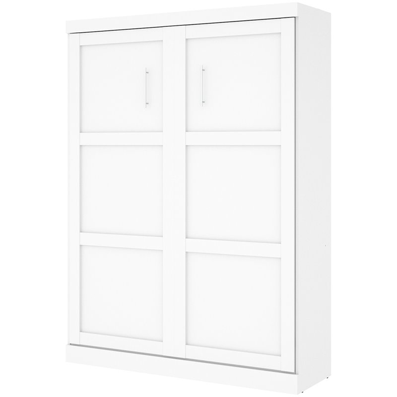 Bestar Pur 2 Piece Queen Wall Bed Set in White and Gray