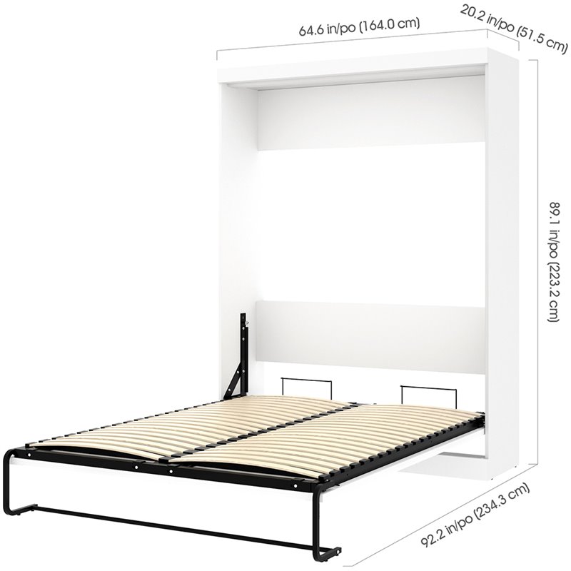 Bestar Pur 3 Piece Queen Wall Bed Set in White and Gray