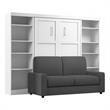 Bestar Pur Full Murphy Bed with Sofa and Shelving Units (109W) in White