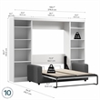 Bestar Pur Full Murphy Bed with Sofa and Shelving Units (109W) in White