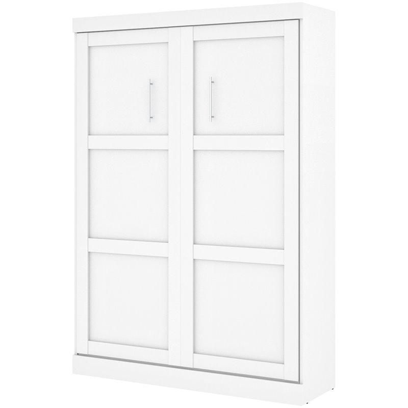 Bestar Pur Full Murphy Bed with Sofa and Shelving Unit (90W) in White