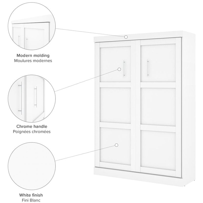 Bestar Pur Full Murphy Bed with Sofa and Shelving Unit (90W) in White