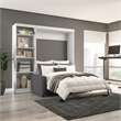 Bestar Pur Full Murphy Bed with Sofa and Shelving Unit (90W) in White