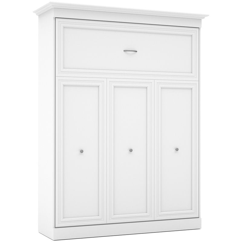 Bestar Versatile Wood Queen Murphy Bed with Sofa & Organizers in White