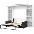 Bestar Versatile Wood Queen Murphy Bed with Sofa & Organizers in White