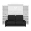 Bestar Versatile Wood Queen Murphy Bed with Sofa & Organizers in White