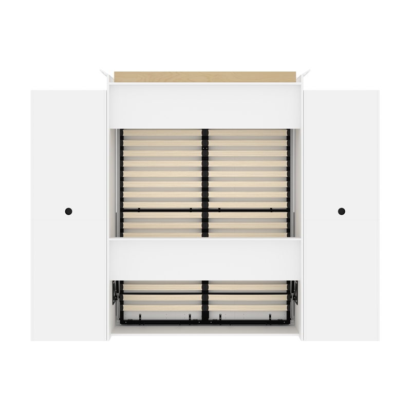 Bestar Versatile Wood Queen Murphy Bed with Sofa & Organizers in White