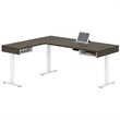 Bestar Pro-Vega L Shaped Adjustable Standing Desk in Walnut Gray and White