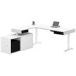 Bestar Pro-Vega L Shaped Adjustable Standing Desk with Credenza in White