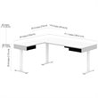 Bestar Pro-Vega L Shaped Adjustable Standing Desk with Credenza in White