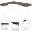 Bestar Pro-Vega L Shaped Adjustable Standing Desk with Credenza in Walnut Gray