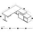 Bestar Pro-Vega L Shaped Adjustable Standing Desk with Credenza in Walnut Gray