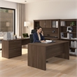 Logan U or L Shaped Desk with Hutch in Antigua - Engineered Wood